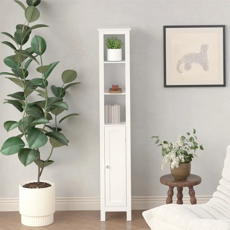 Mobile contenitore alto da bagno con ripiani regolabili