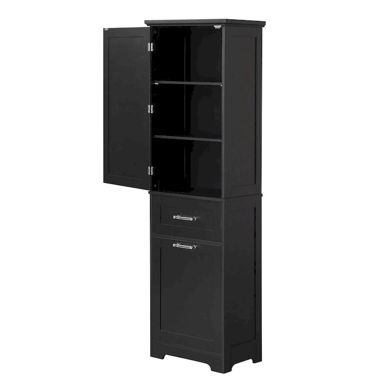 Armario alto de almacenamiento para baño con cajones y estante ajustable