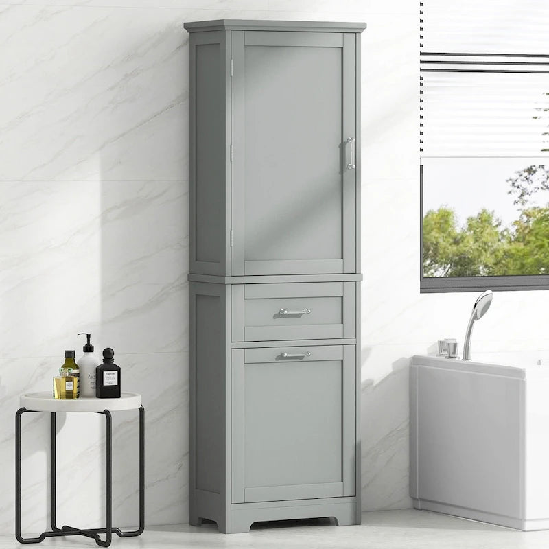 Armario alto de almacenamiento para baño con cajones y estante ajustable