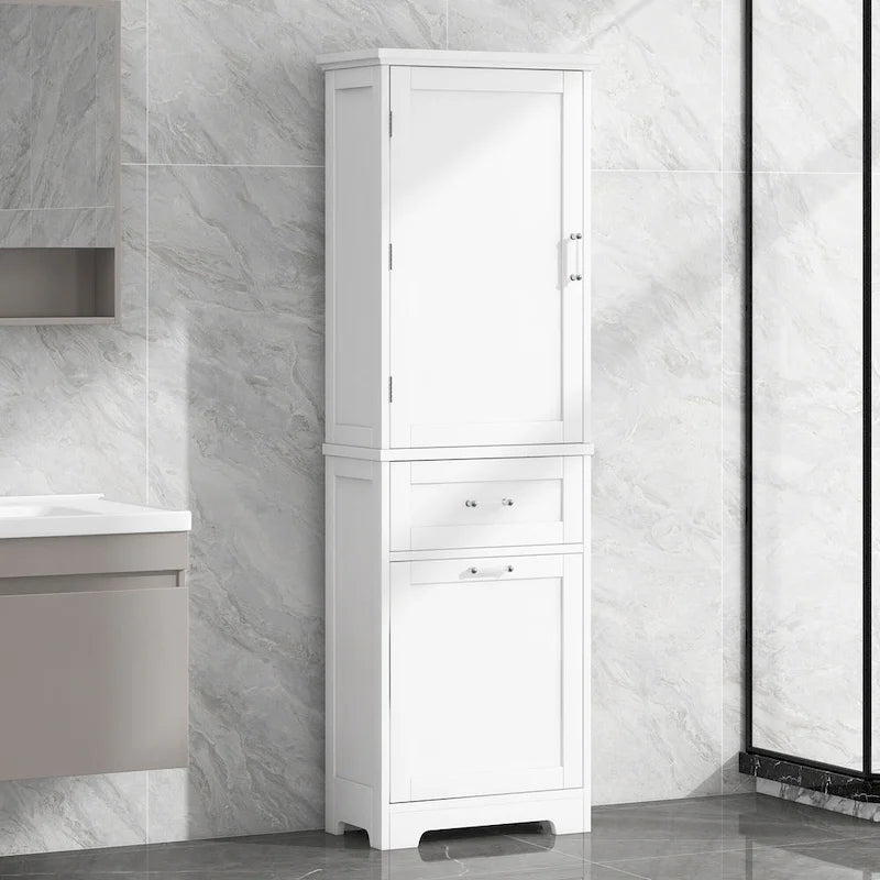 Armario alto de almacenamiento para baño con cajones y estante ajustable