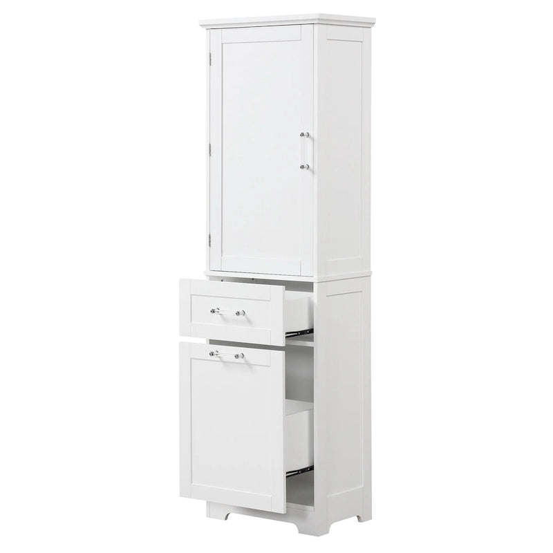 Armario alto de almacenamiento para baño con cajones y estante ajustable