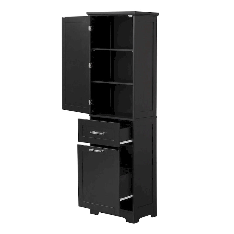 Armario alto de almacenamiento para baño con cajones y estante ajustable