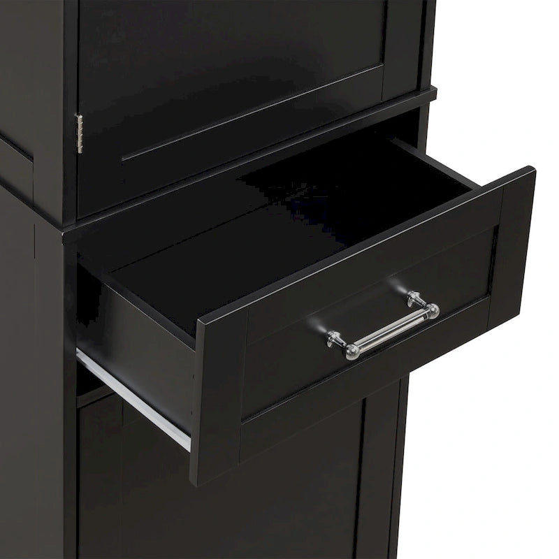 Armario alto de almacenamiento para baño con cajones y estante ajustable