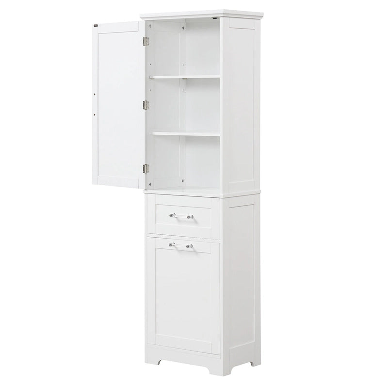 Armario alto de almacenamiento para baño con cajones y estante ajustable