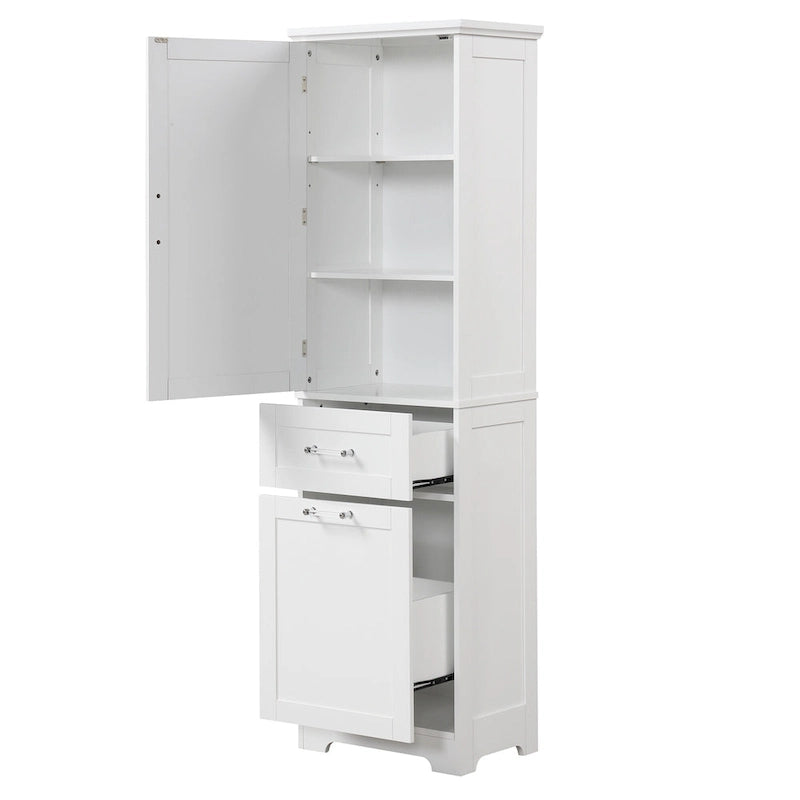 Armario alto de almacenamiento para baño con cajones y estante ajustable