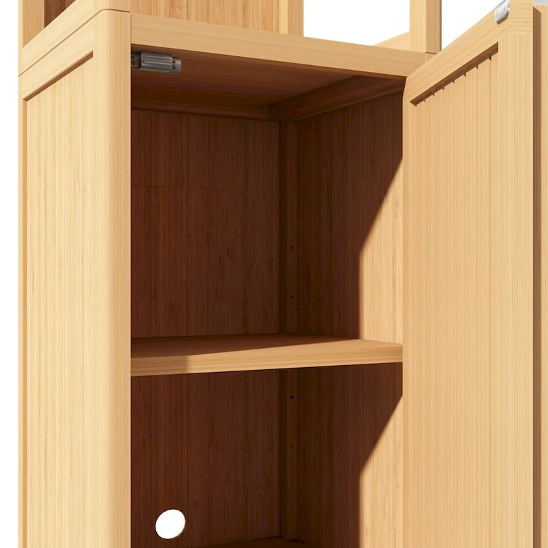 Armario alto de bambú para baño y sala de estar