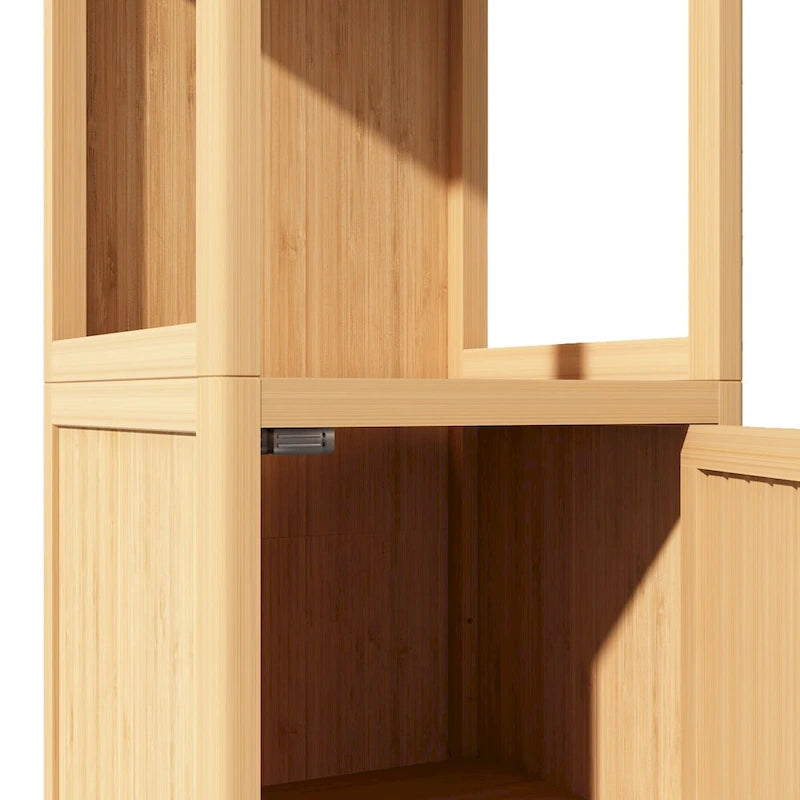 Armario alto de bambú para baño y sala de estar