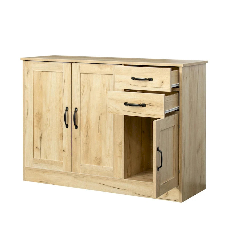Aparador buffet de madera con 3 puertas y 2 cajones
