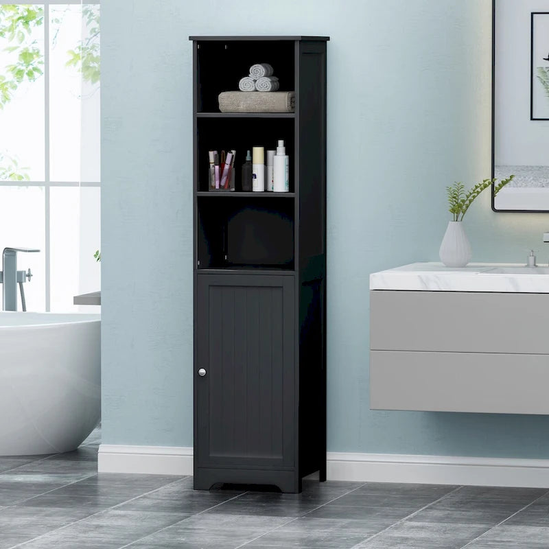 Torre moderna para ropa de baño con almacenamiento abierto y cerrado