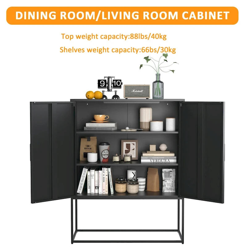 Credenza buffet in acciaio resistente con ripiani regolabili